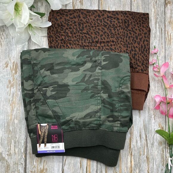 Leopard & Camo Print Mid Rise Rib Waistband Jeggings Pants 2-Pack Size XXL (19) - Picture 1 of 15